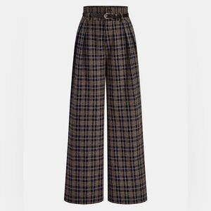 Plaid Wide-Leg Women's Pants